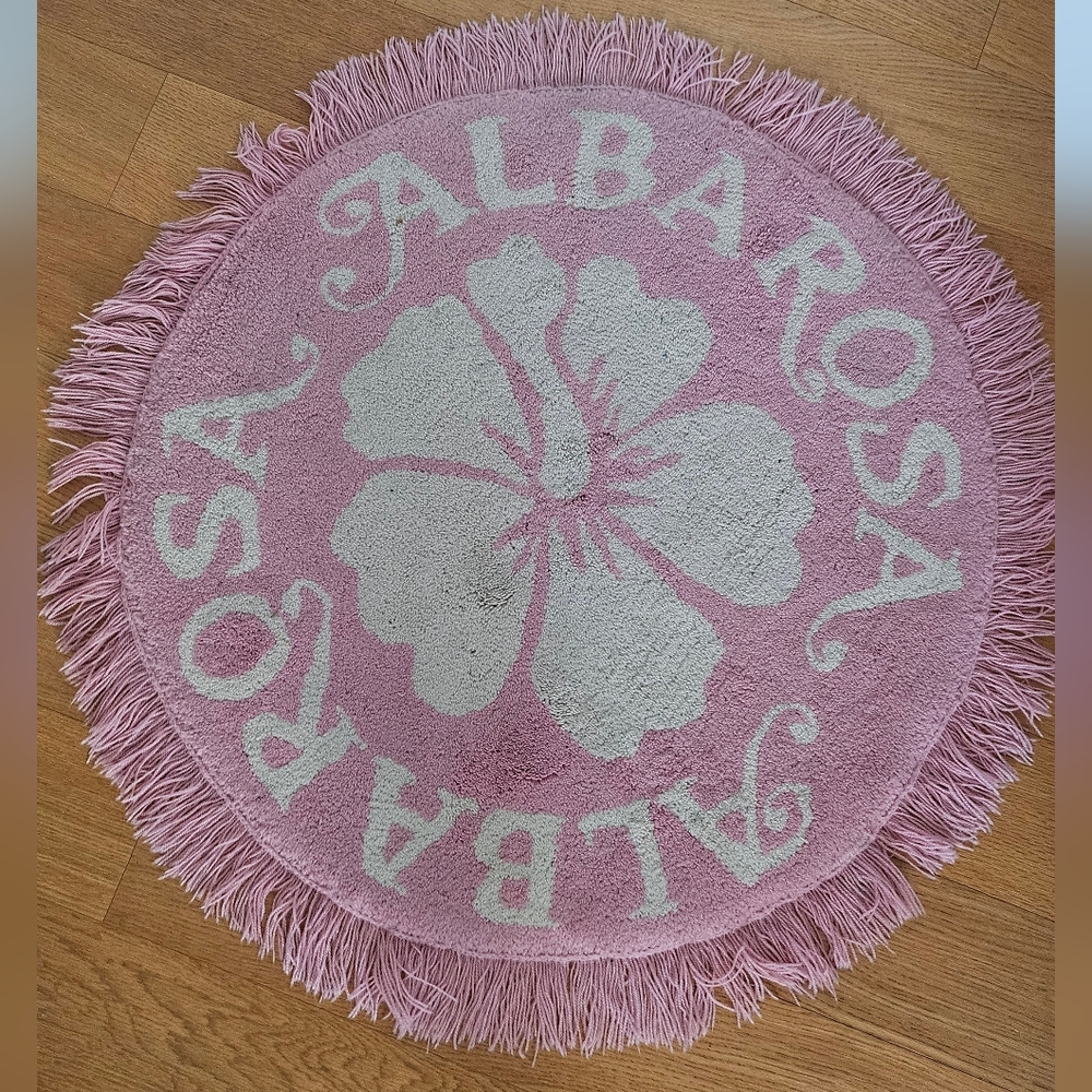 Gyaru Alba Rosa Baby Pink And White Round Mini Rug